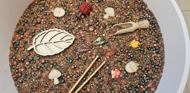 SensoryFun - Pour and Play | Thema Herfst/Bos speelrijst set