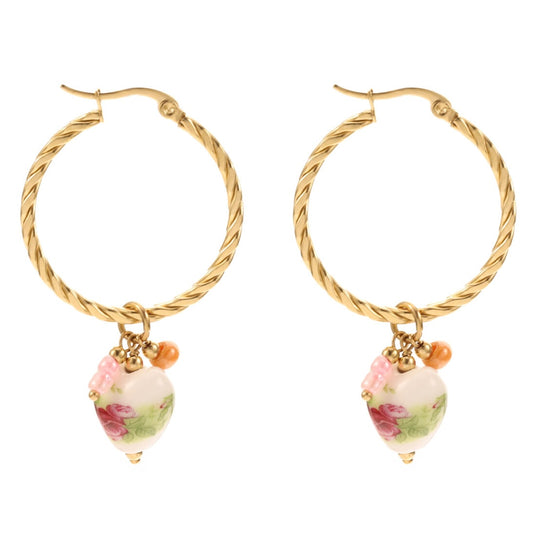 Oorbellen - Multi color hearts