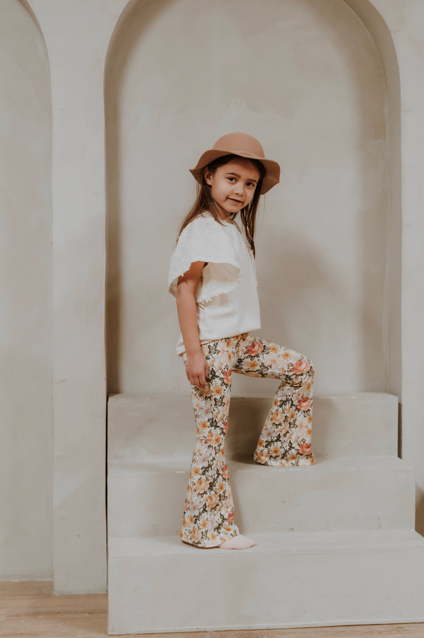 Klein Vriendje - Top Flower beige