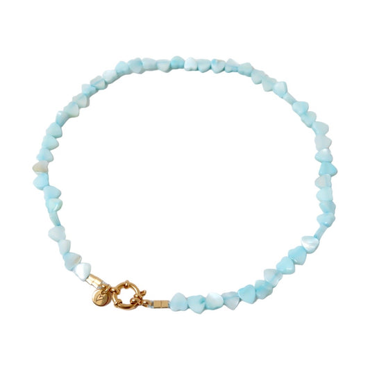 Shelly - Hartjes schelpenketting | Blauw