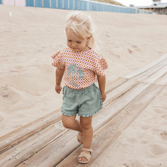 Your Wishes - Ruffle Shorts Textured Jersey | Ocean