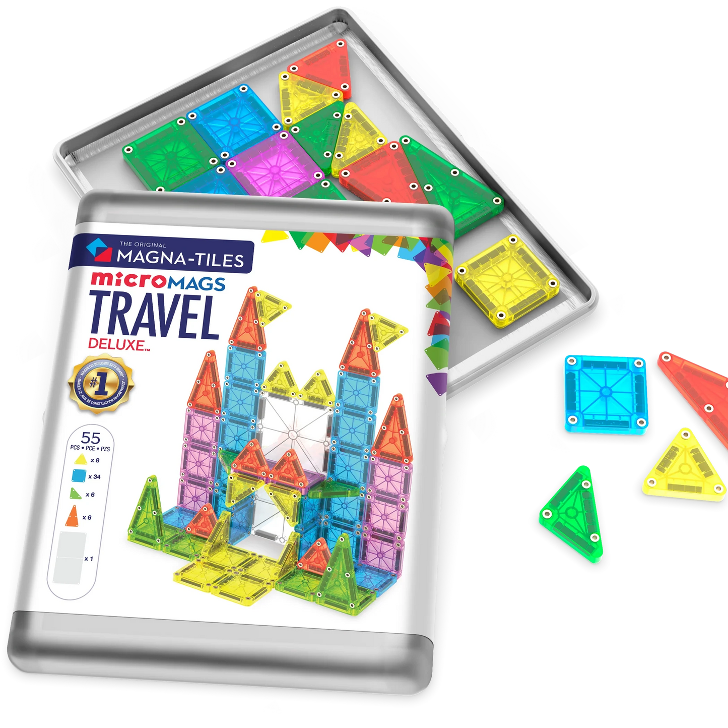 MAGNA-TILES® Micro Mags Travel Deluxe - Set van 55 stuks