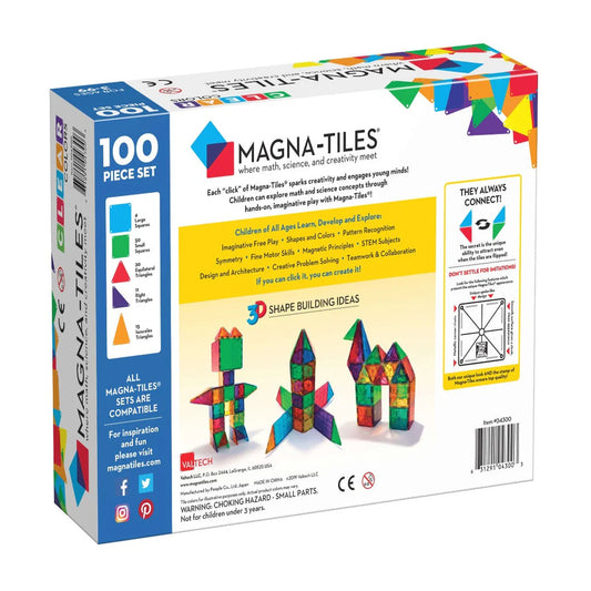 MAGNA-TILES® Clear Colors - Set van 100 stuks