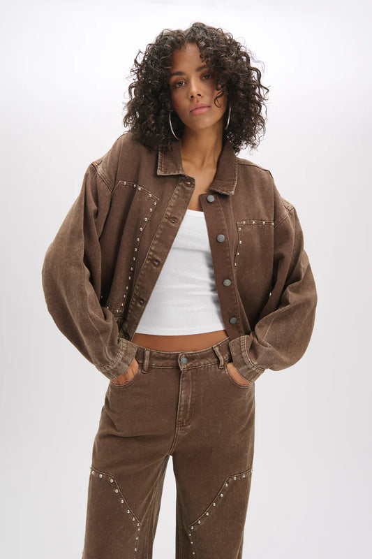 Refined Department - Oversized Brown Denim Jacket | HONNI JACKET
