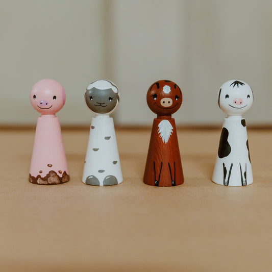 Peg dolls - boerderijdieren set