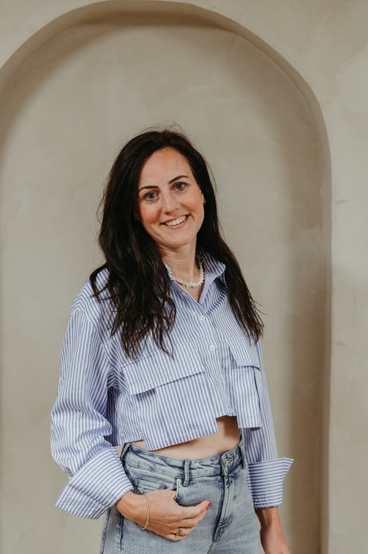 Blouse - Aila | Blauw wit gestreept