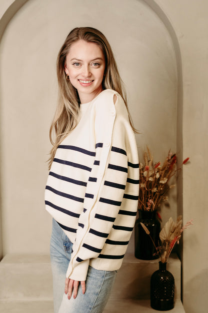 Sweet Jewellery - Trui Stripes | Wit